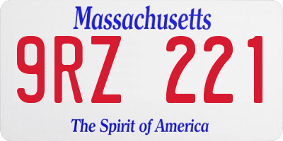 MA license plate 9RZ221