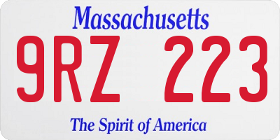 MA license plate 9RZ223