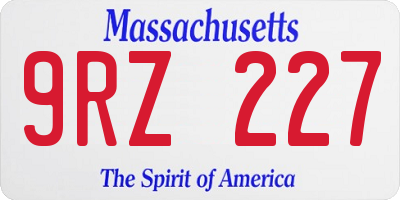 MA license plate 9RZ227