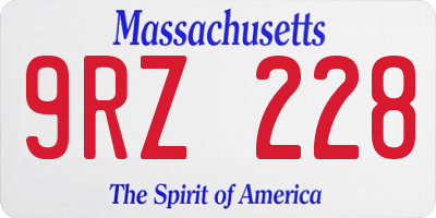 MA license plate 9RZ228