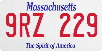 MA license plate 9RZ229