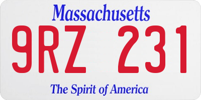 MA license plate 9RZ231
