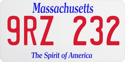 MA license plate 9RZ232
