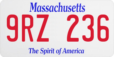 MA license plate 9RZ236