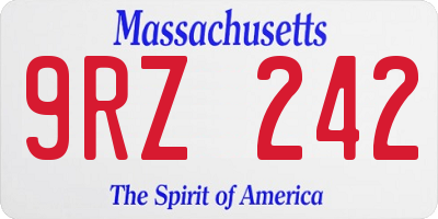 MA license plate 9RZ242
