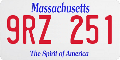 MA license plate 9RZ251