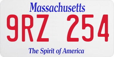 MA license plate 9RZ254