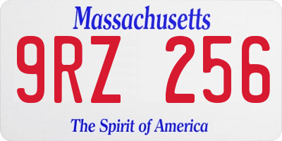 MA license plate 9RZ256