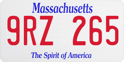 MA license plate 9RZ265
