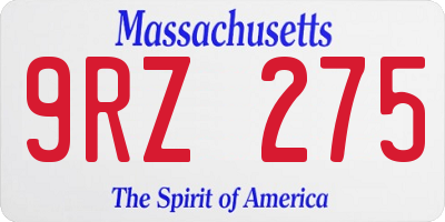 MA license plate 9RZ275