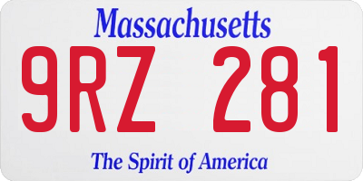 MA license plate 9RZ281