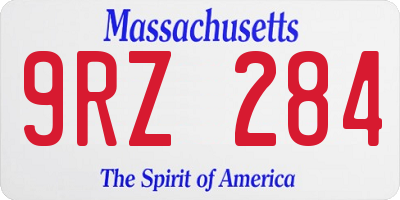 MA license plate 9RZ284