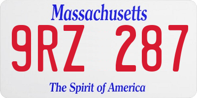 MA license plate 9RZ287