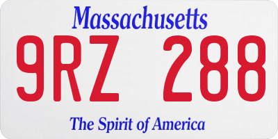 MA license plate 9RZ288