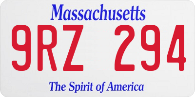 MA license plate 9RZ294