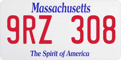 MA license plate 9RZ308