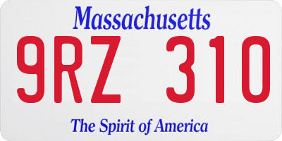 MA license plate 9RZ310
