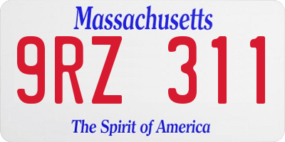 MA license plate 9RZ311