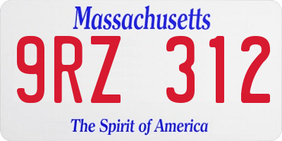 MA license plate 9RZ312