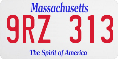 MA license plate 9RZ313
