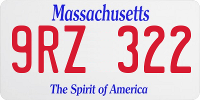 MA license plate 9RZ322