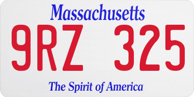 MA license plate 9RZ325