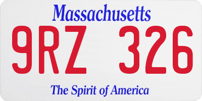 MA license plate 9RZ326