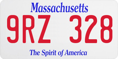 MA license plate 9RZ328