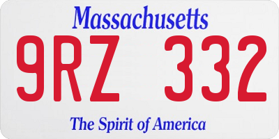 MA license plate 9RZ332