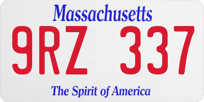 MA license plate 9RZ337