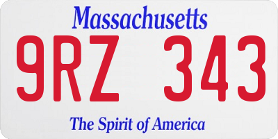 MA license plate 9RZ343