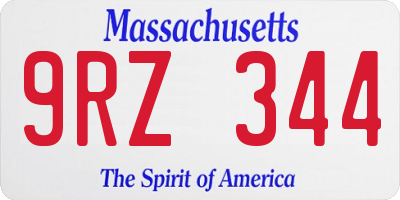 MA license plate 9RZ344