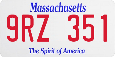 MA license plate 9RZ351