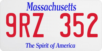 MA license plate 9RZ352