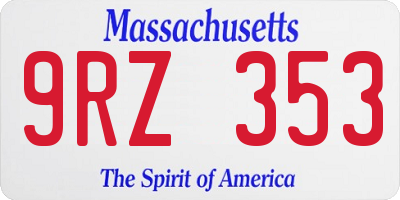 MA license plate 9RZ353