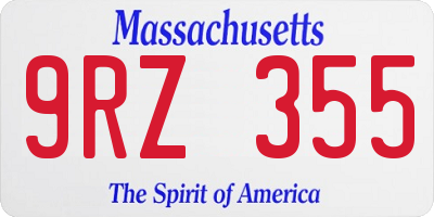 MA license plate 9RZ355