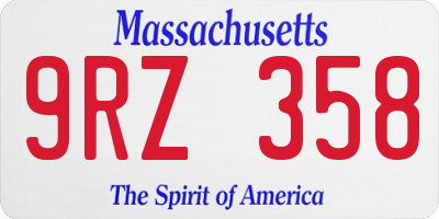 MA license plate 9RZ358
