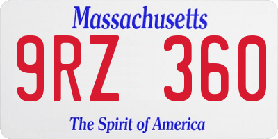 MA license plate 9RZ360