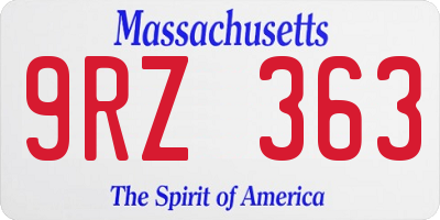 MA license plate 9RZ363