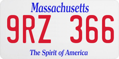 MA license plate 9RZ366