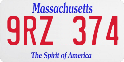 MA license plate 9RZ374