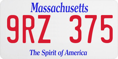 MA license plate 9RZ375