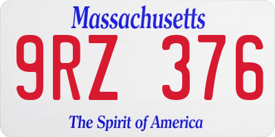 MA license plate 9RZ376