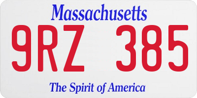 MA license plate 9RZ385
