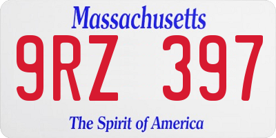 MA license plate 9RZ397
