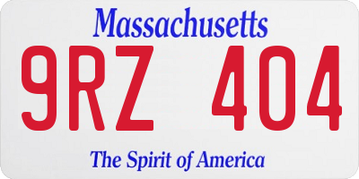 MA license plate 9RZ404