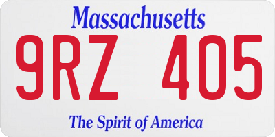 MA license plate 9RZ405