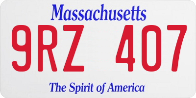 MA license plate 9RZ407