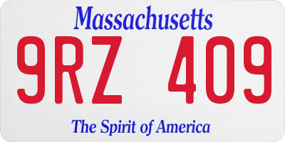 MA license plate 9RZ409