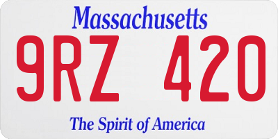 MA license plate 9RZ420